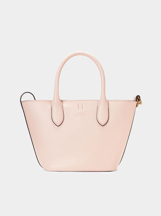 Geantă shopper mică din piele de culoare roz pal - 1
