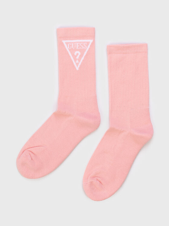 Pink socks with contrasting logo - 1