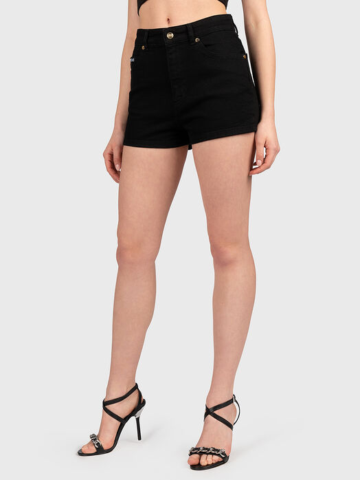 Black short trousers with contrasting logo accent