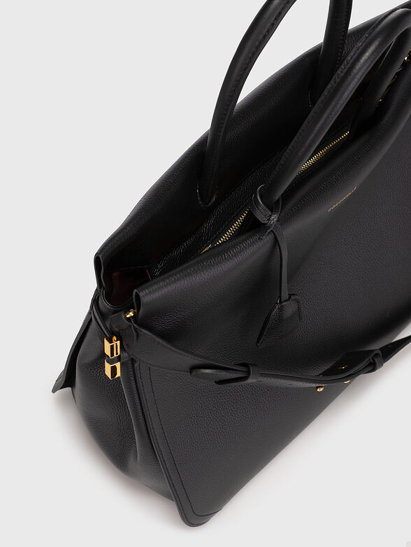Black leather bag with gold details - 6