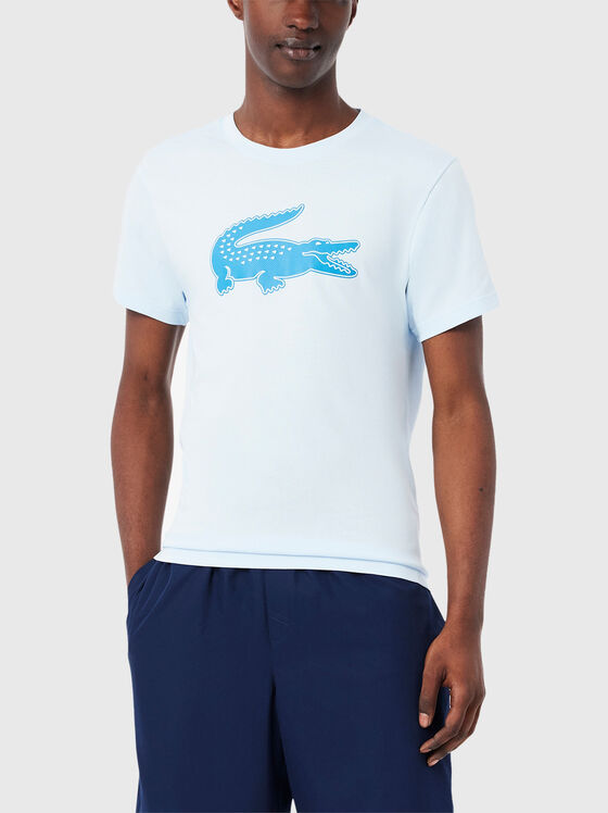 Tricou alb cu logo imprimat contrastant - 1