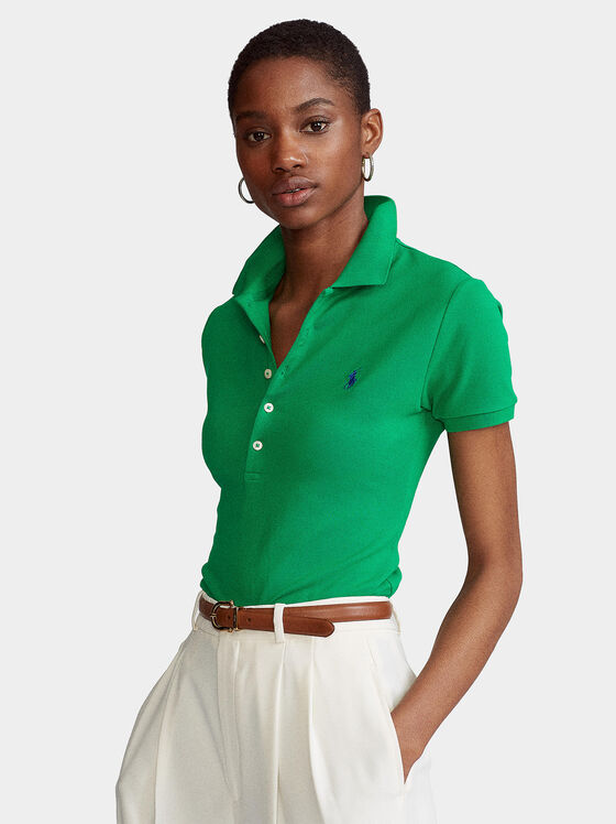 Green polo-shirt with buttons - 1