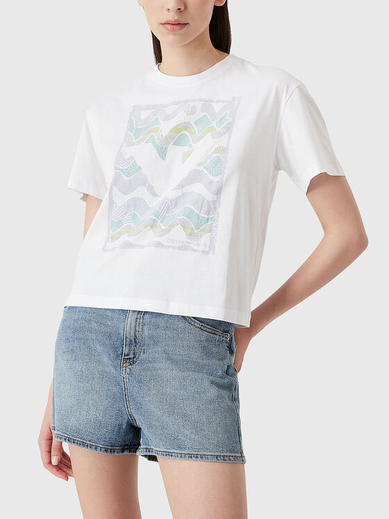 Tricou cu imprimeu și broderie - 1