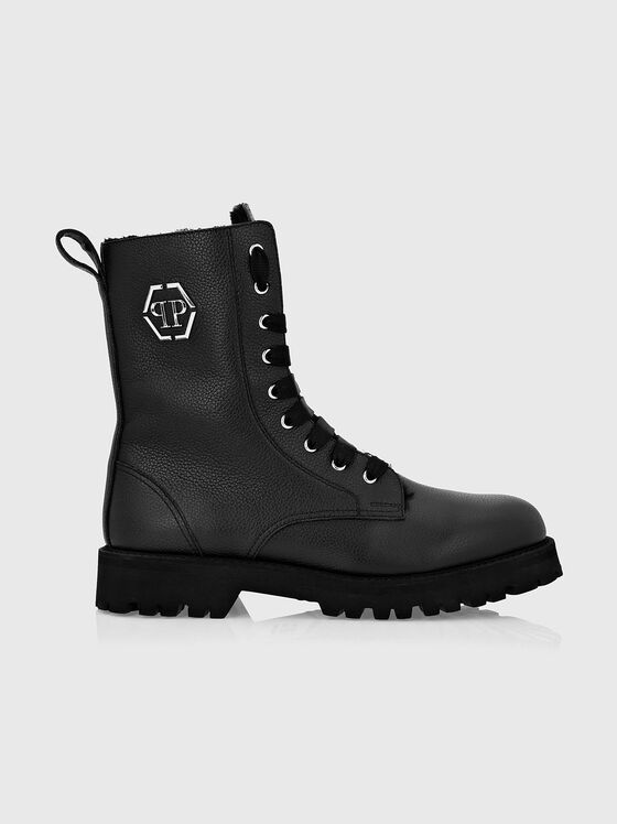 Leather boots with logo accent - 1