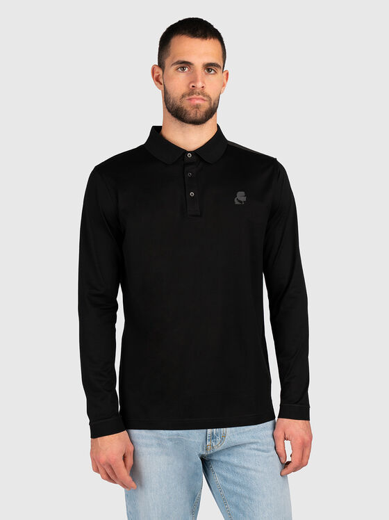 Cotton polo shirt with long sleeves  - 1