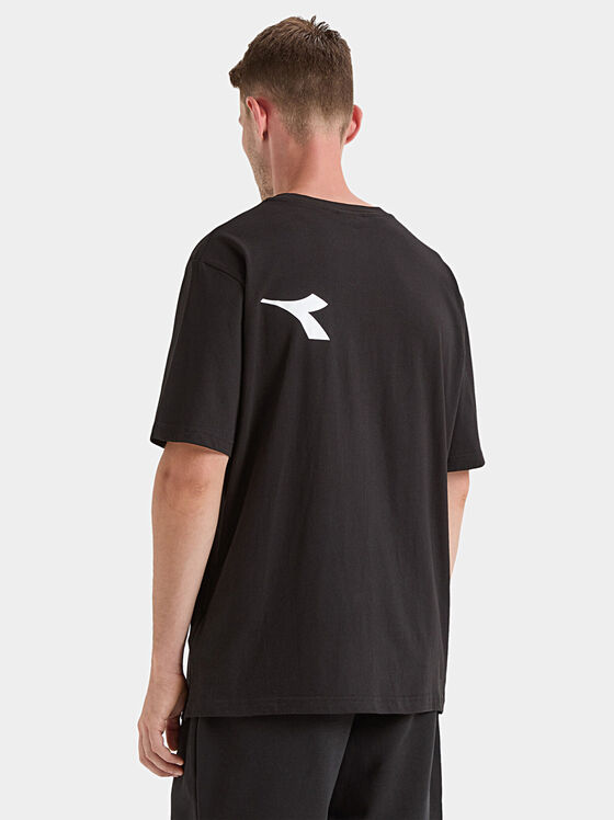 Tricou negru din bumbac cu imprimeu logo - 2