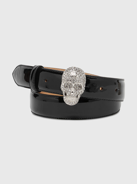 Leather patent belt with accent buckle - 1