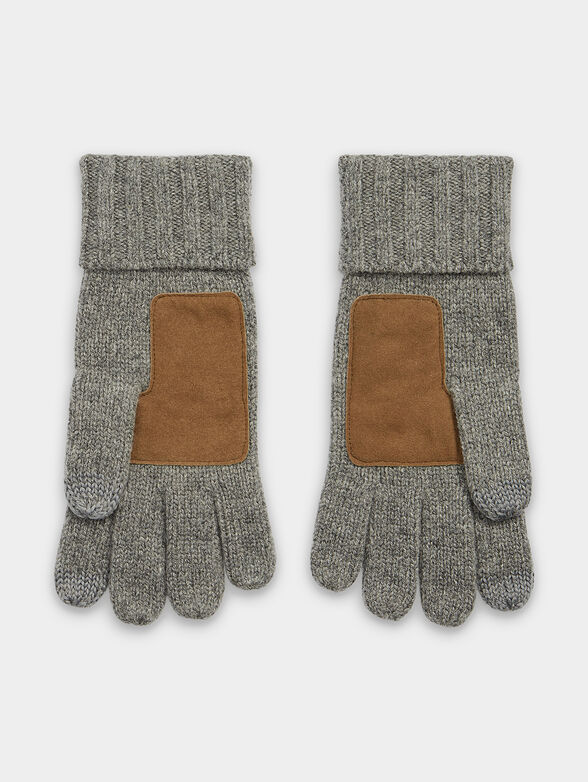 Grey gloves with leather details - 2