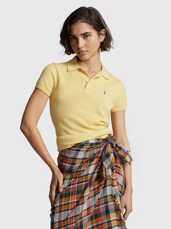 Tricou polo din cașmir galben - 1