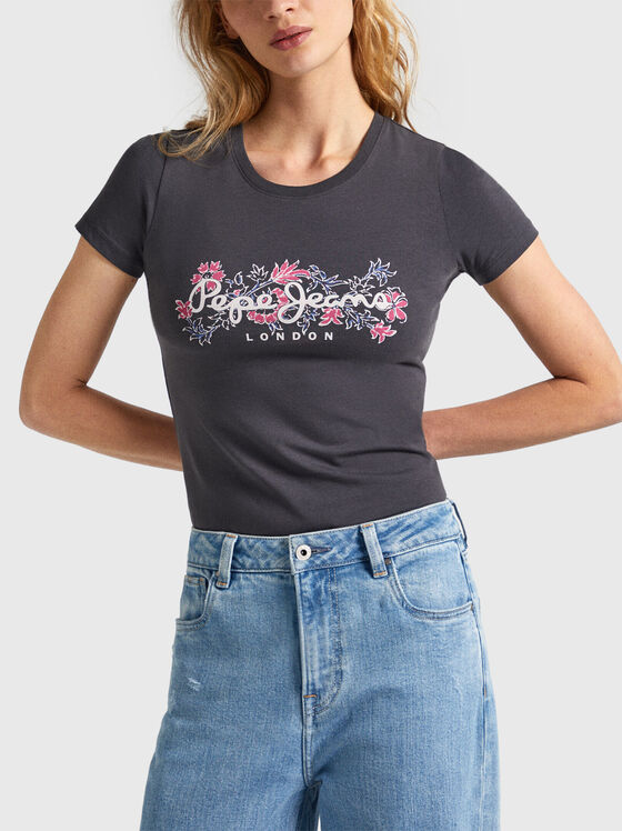 KORINA T-shirt with floral logo print - 1