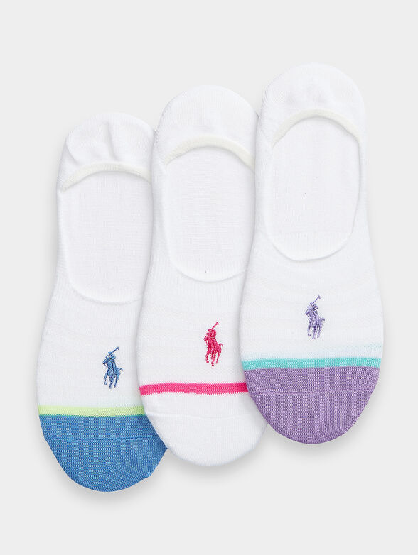 Set of three pairs of white socks with colorful accents - 1