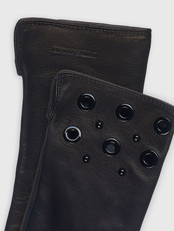 Leather gloves with logo - 2