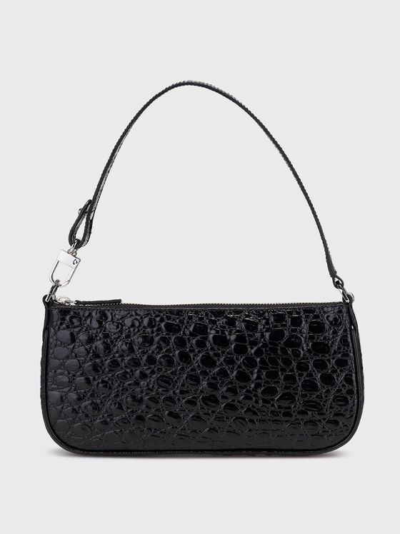 Geantă din piele naturală cu efect croc - 1