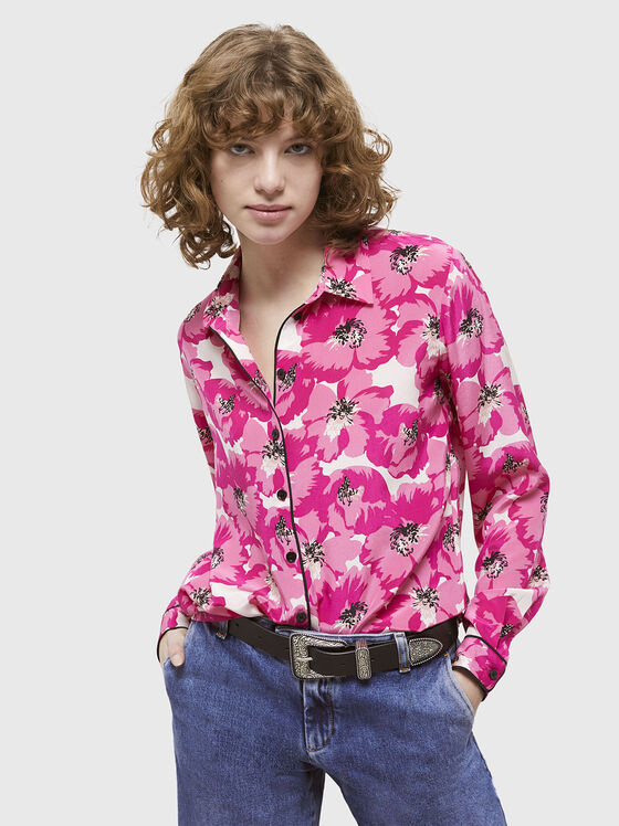 Shirt with accent floral print - 1