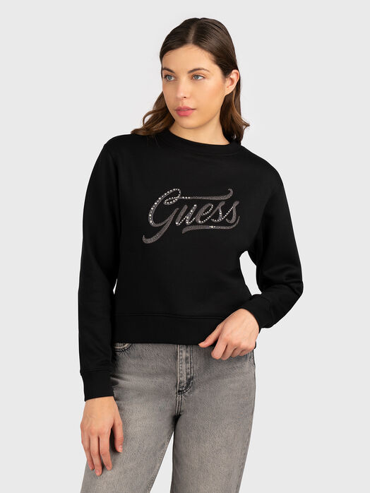Black sweatshirt with accent logo lettering