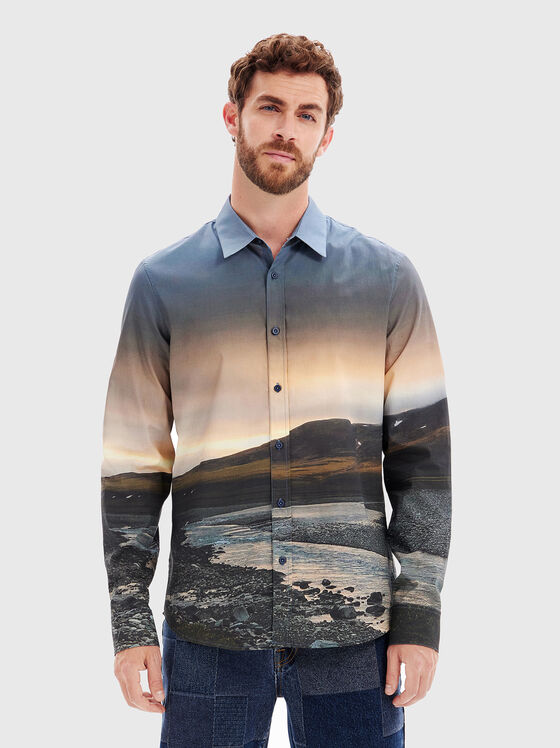 Shirt with landscape print - 1