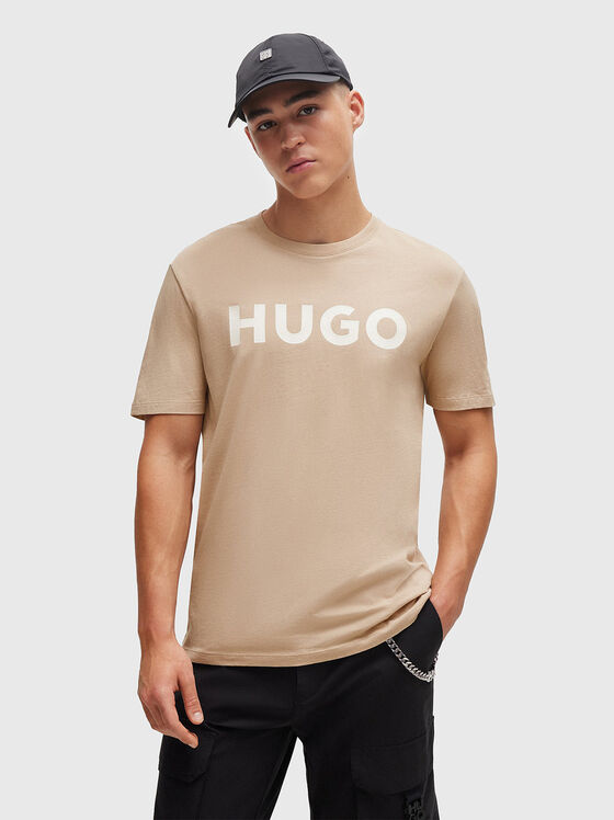 DULIVIO beige T-shirt with logo lettering - 1