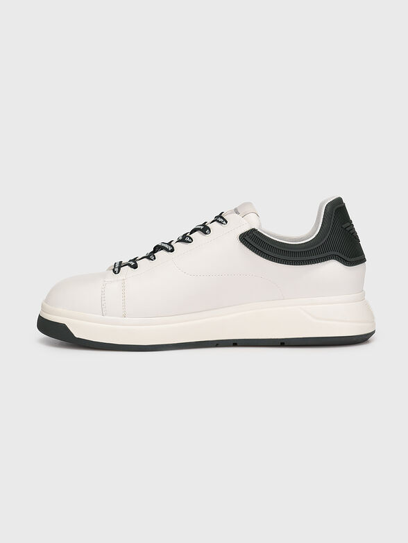 Leather sneakers with logo detail in white color - 4