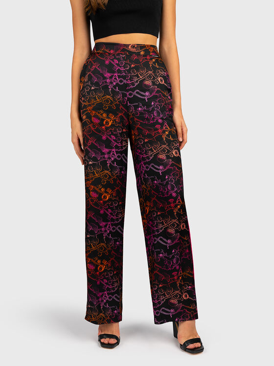 Pantaloni cu imprimeu multicolor  - 1