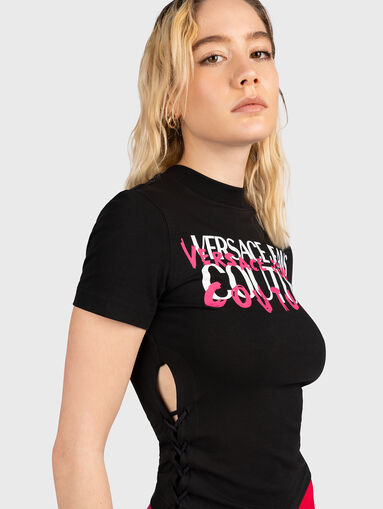 T-shirt with laces and logo print - 5