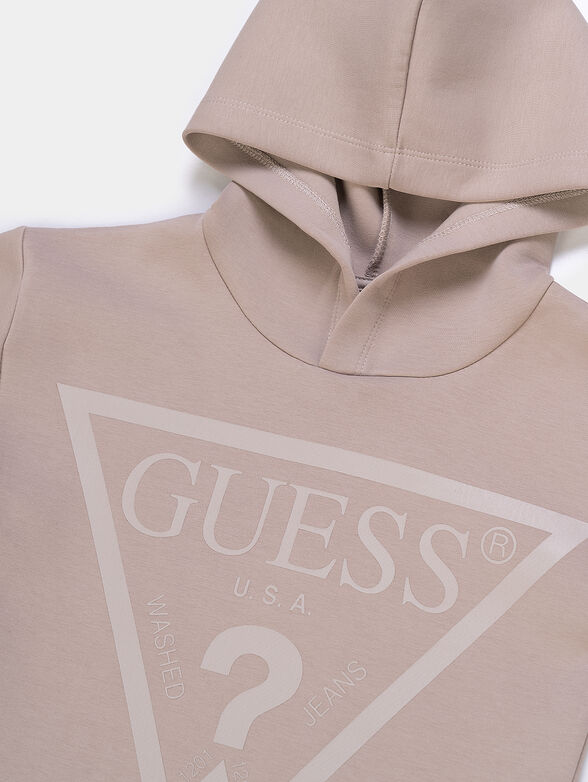 Hooded sweatshirt dress with logo print - 3