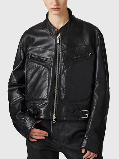 Leather jacket with embossed accents - 4