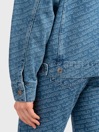 Denim jacket with monogram logo print - 4