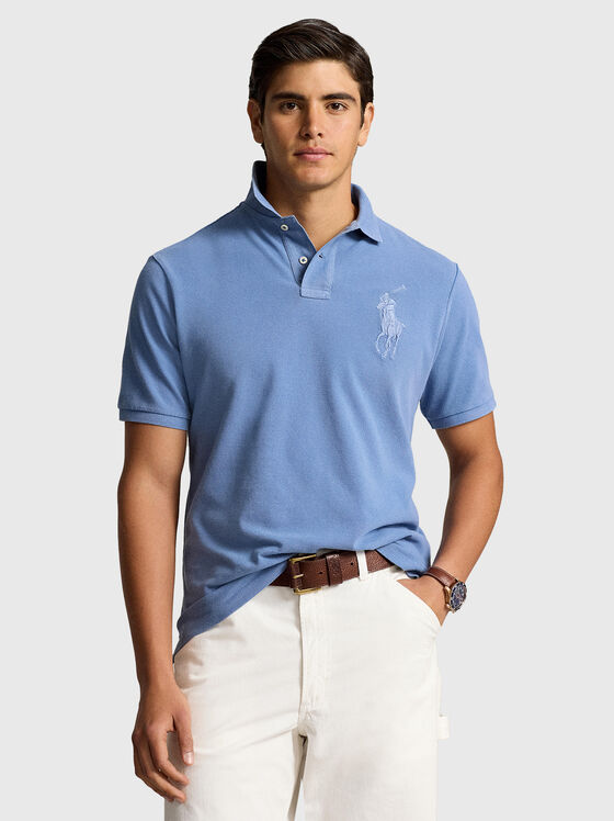 Tricou polo albastru cu logo brodat - 1
