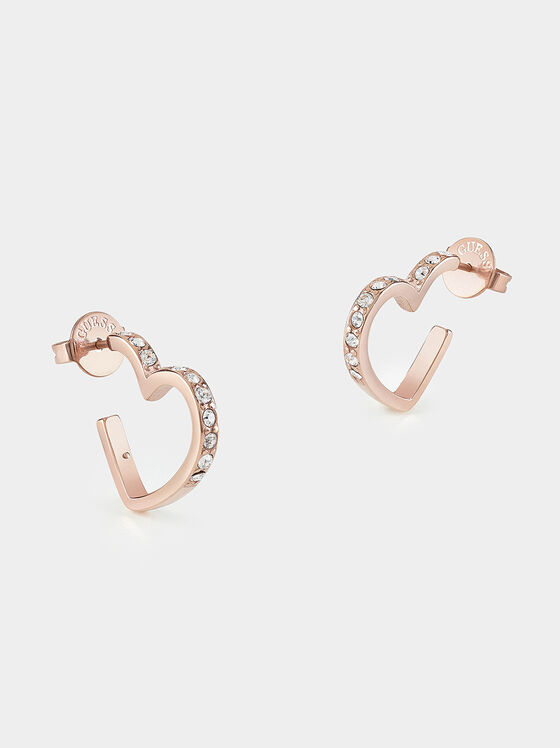 Cercei mici HEART TO HEART de culoare auriu roz - 1