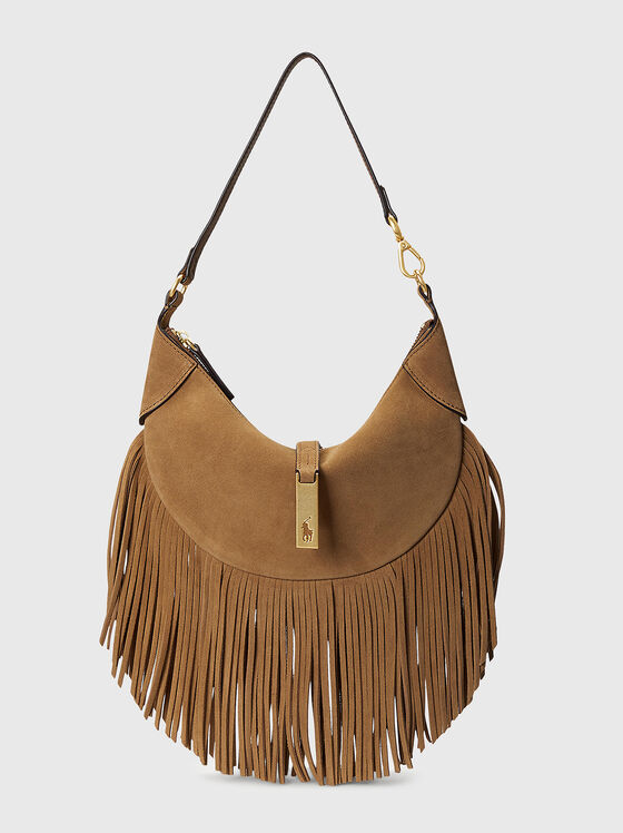 Leather hobo bag with accent fringe - 1