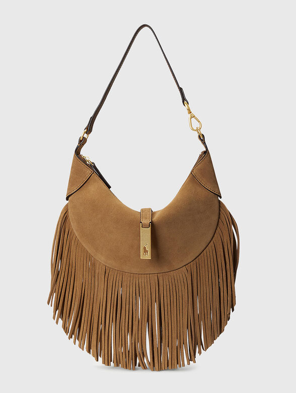 Leather hobo bag with accent fringe - 1