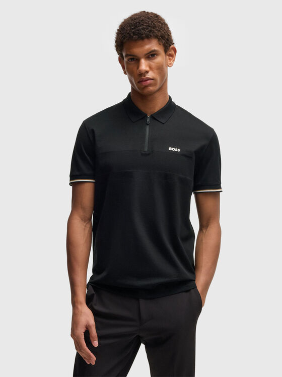 Tricou polo din bumbac cu mâneci scurte și fermoar - 1