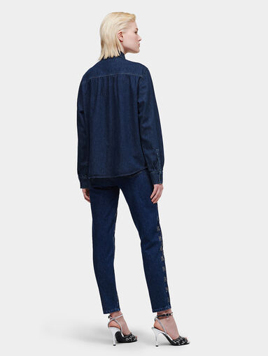 Blue denim shirt with rhinestones - 3