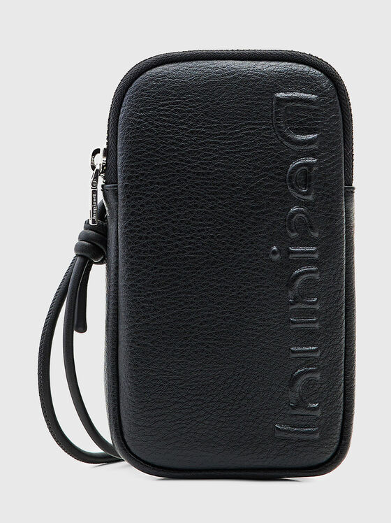 Black phone pouch with logo detail - 1