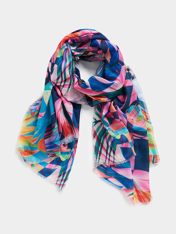 Long scarf with floral print  - 1