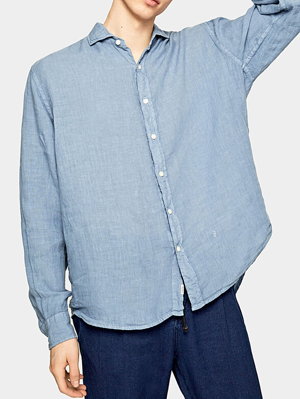 LAMONT blue linen shirt - 1