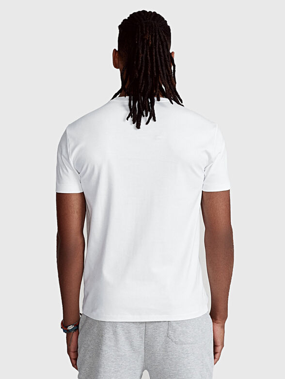White cotton tee with logo embroidery - 3