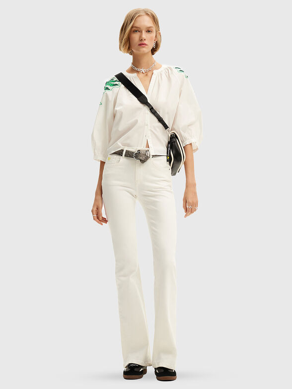 Cotton blouse with buttons and embroidery - 2
