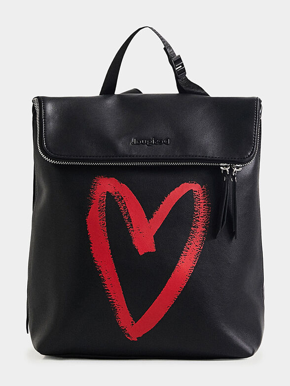 Square leather effect backpack - 1