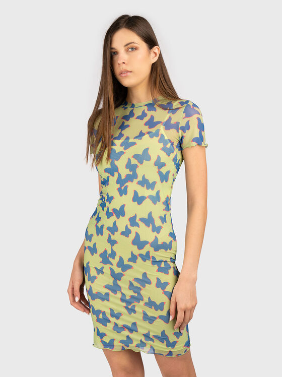 Mini dress with short sleeves and print - 1