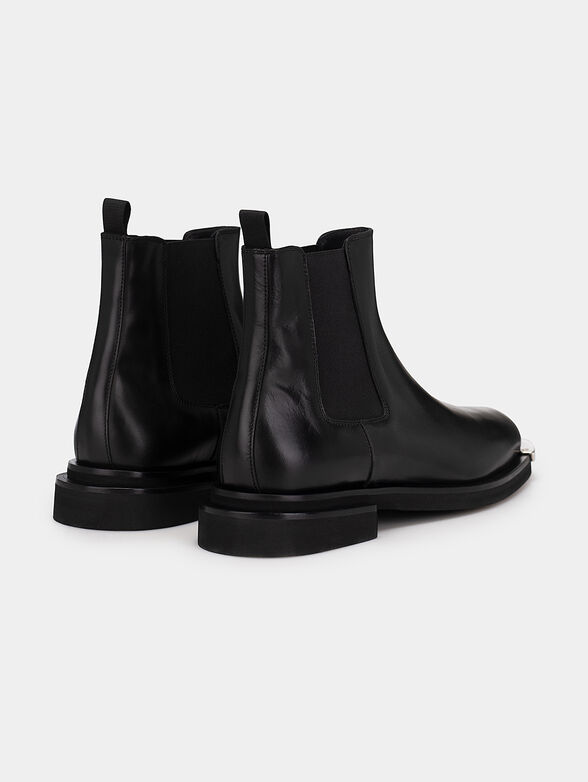 Leather black ankle boots with metal detail - 3