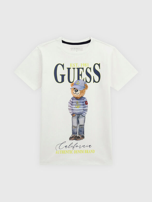 Navy blue logo print t-shirt - 1