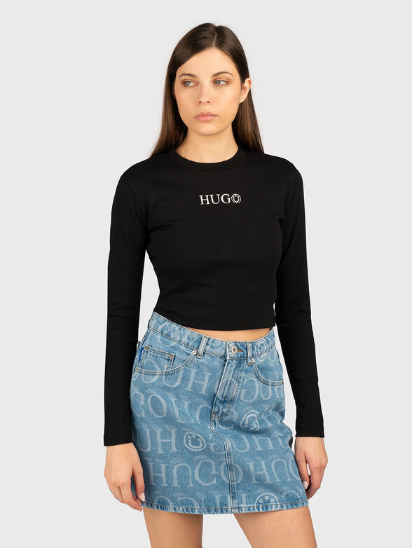 Long sleeved blouse with accent logo - 1
