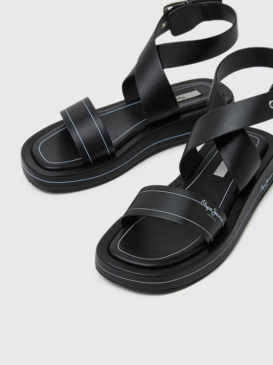 SUMMER LOGY black eco leather sandals - 2