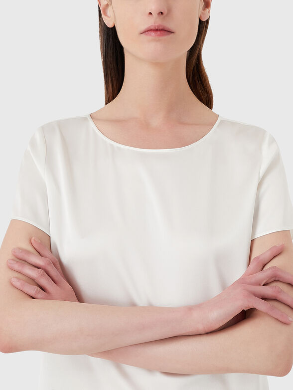 Silk blouse with oval neckline - 4