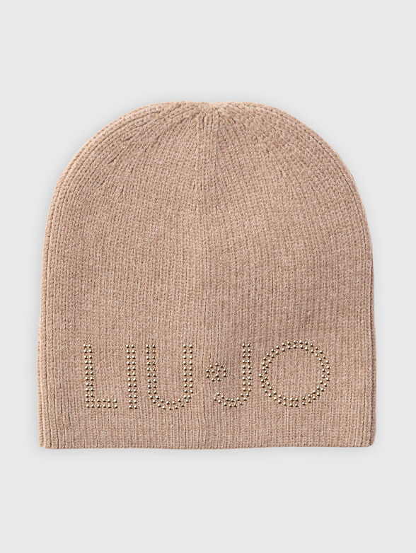 Hat with appliqued rhinestones of viscose blend - 1