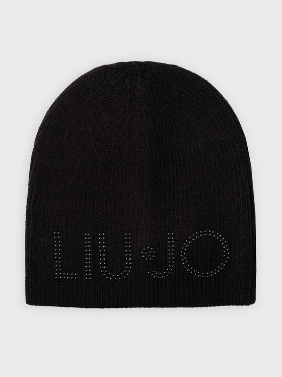 Hat with appliqued rhinestones of viscose blend - 1