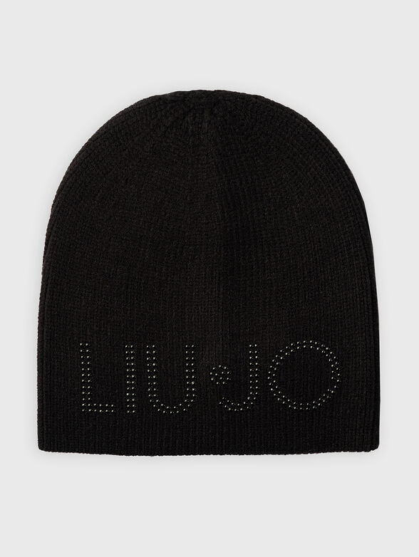 Hat with appliqued rhinestones of viscose blend - 1