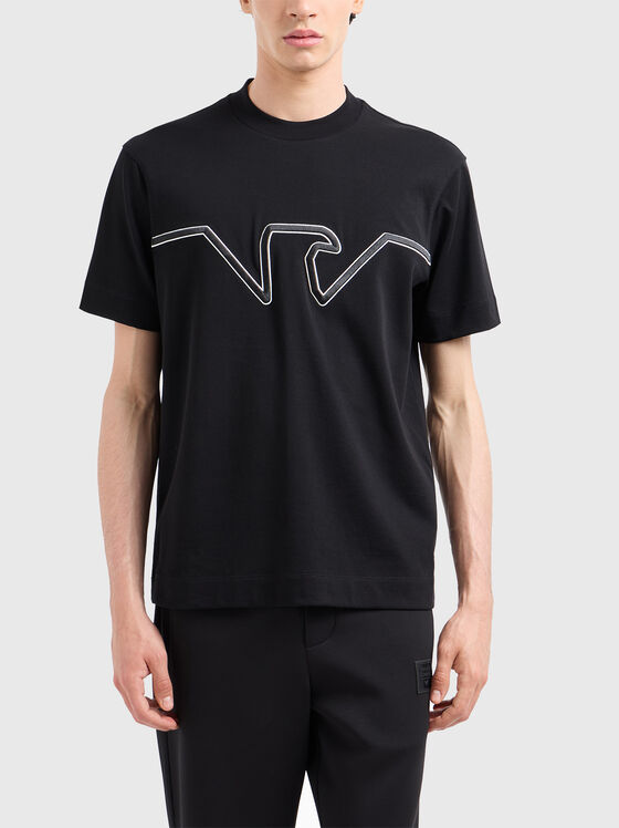 Tricou negru cu logo brodat - 1