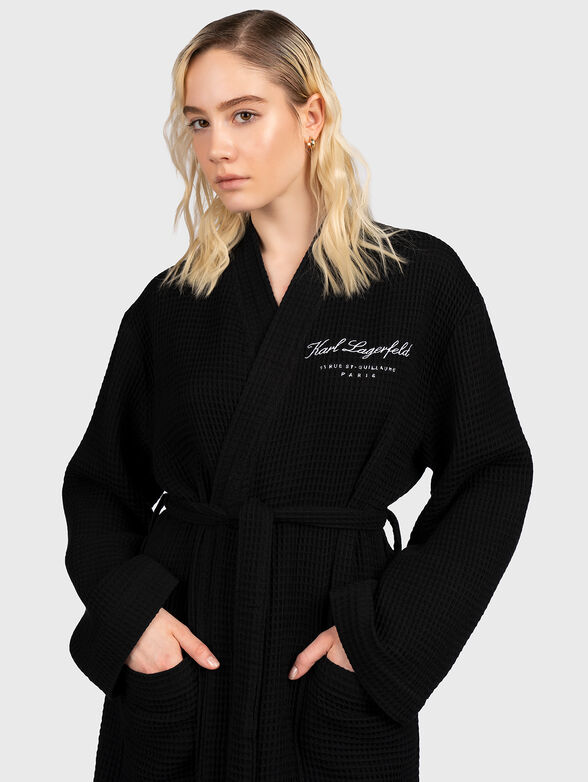 HOTEL KARL black bathrobe with logo embroidery - 4